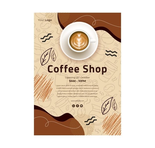 Coffee shop flyer vertical Free Vector