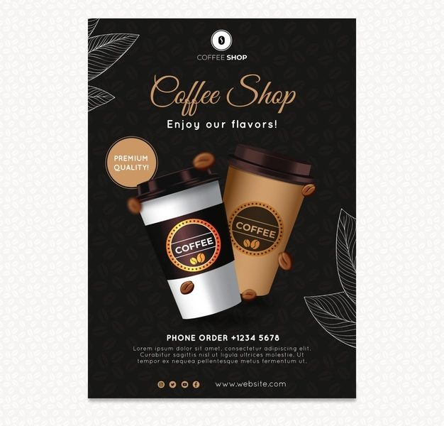 Coffee shop poster template Free Vector