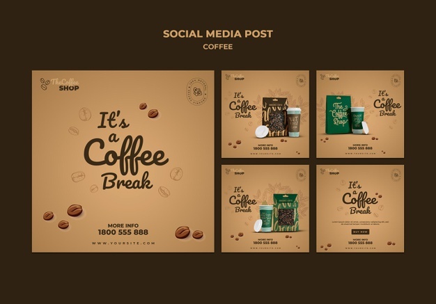 Coffee shop social media posts pack Free Psd