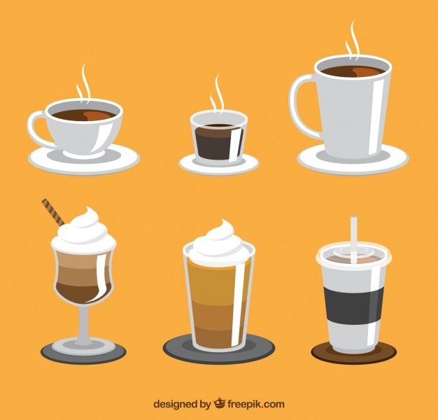 Creative coffee cup collection of six Free Vector