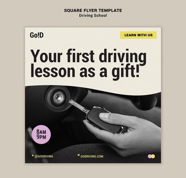 Driving school flyer design template Free Psd