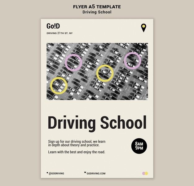 Driving school flyer design template Free Psd