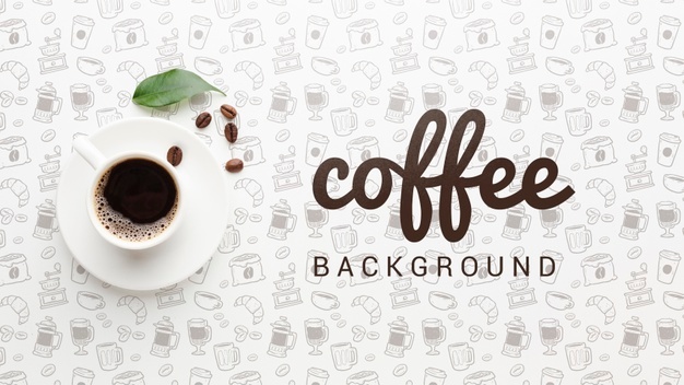 Elegant background with coffee cup Free Psd