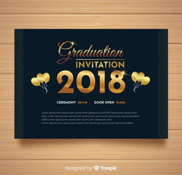 Elegant graduation invitation with golden style Free Vector Elegant graduation invitation with golden style Free Vector