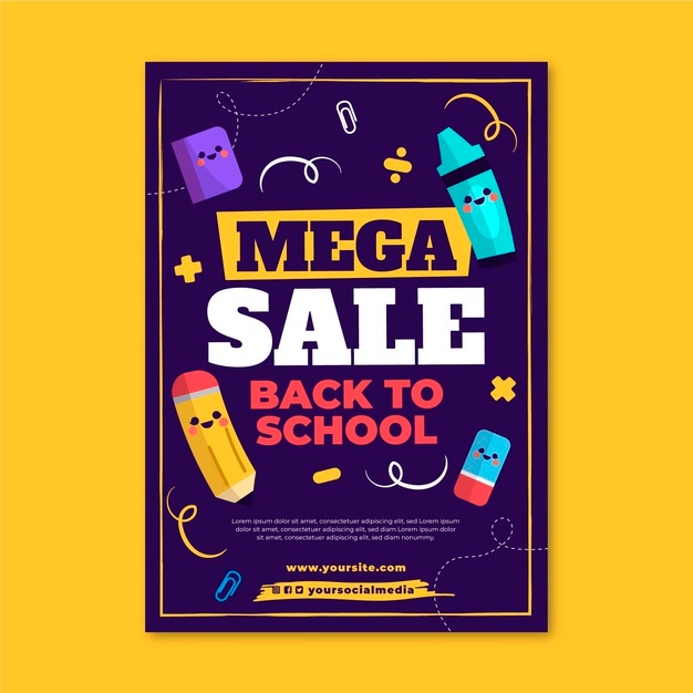 Flat Back School Vertical Sale Flyer Template 23 2149024199