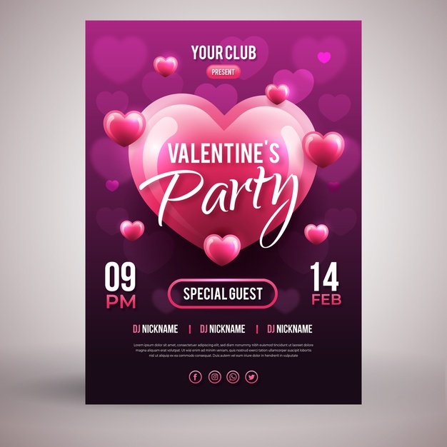 Flat Valentine S Day Party Flyer Template 52683 31142