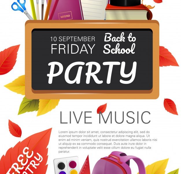 Free entry, back to school party flyer design Free Vector Free entry, back to school party flyer design Free Vector