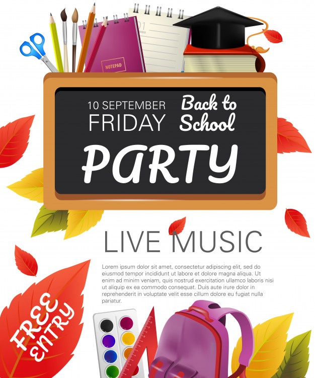 Free Entry Back School Party Flyer Design 1262 15535