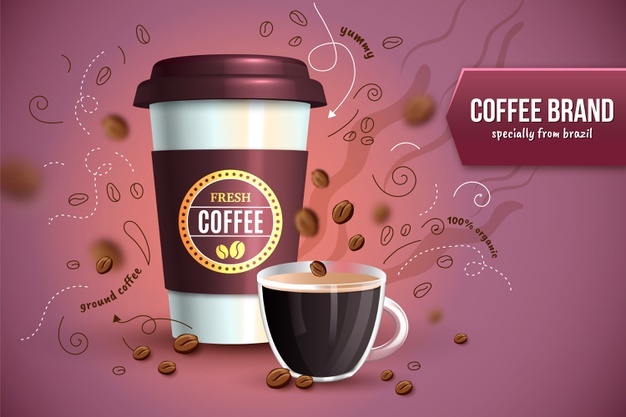 Fresh coffee ad Free Vector