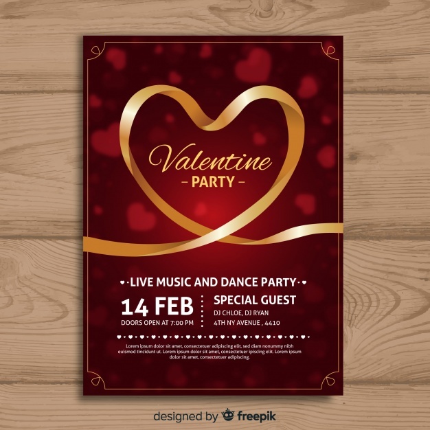 Golden Ribbon Valentine Party Poster 23 2148020990