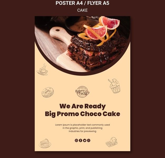 Grand opening cake factory flyer template Free Psd