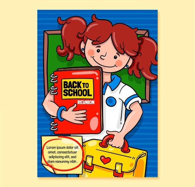 Hand drawn back to school vertical poster template Free Vector