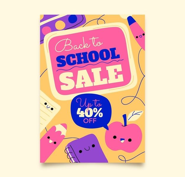 Hand drawn back to school vertical sale flyer template Free Vector Hand drawn back to school vertical sale flyer template Free Vector