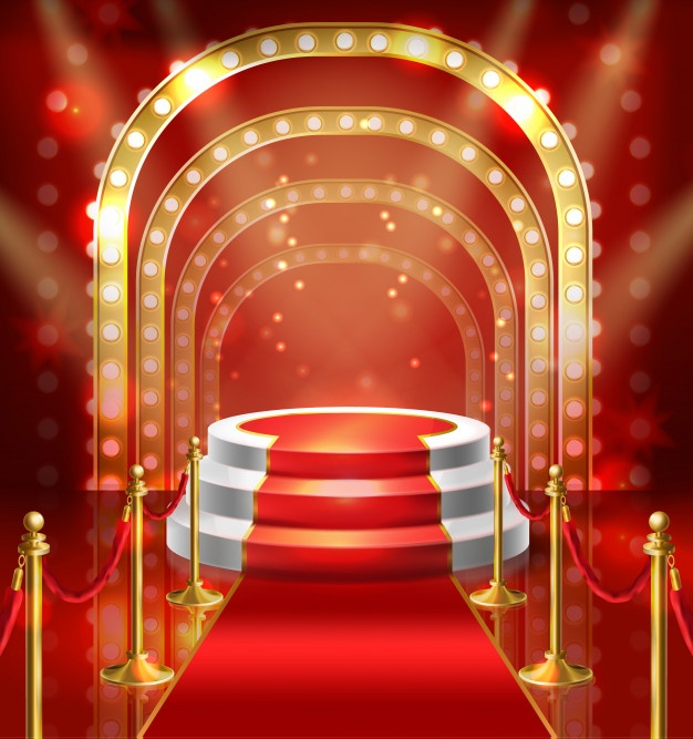 Illustration Podium Show With Red Carpet Stage With Lamp Illumination Stand Up 1441 1817