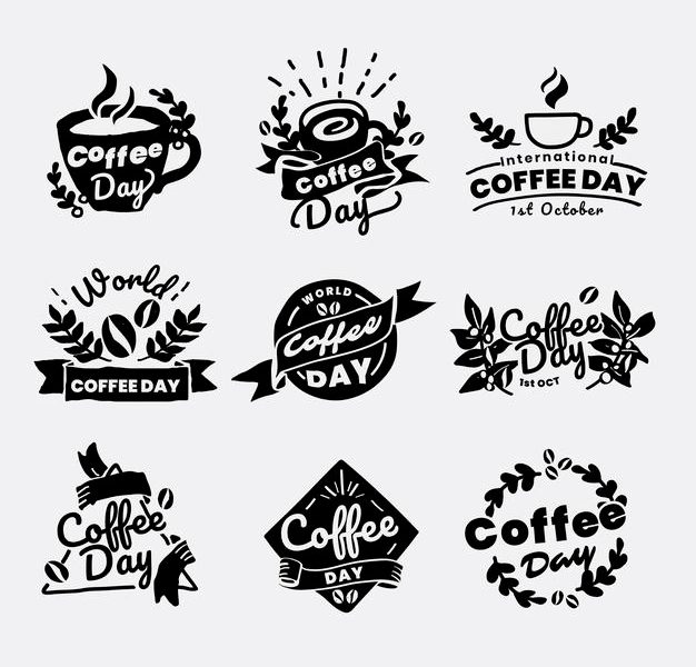 International coffee day logo set Free Vector