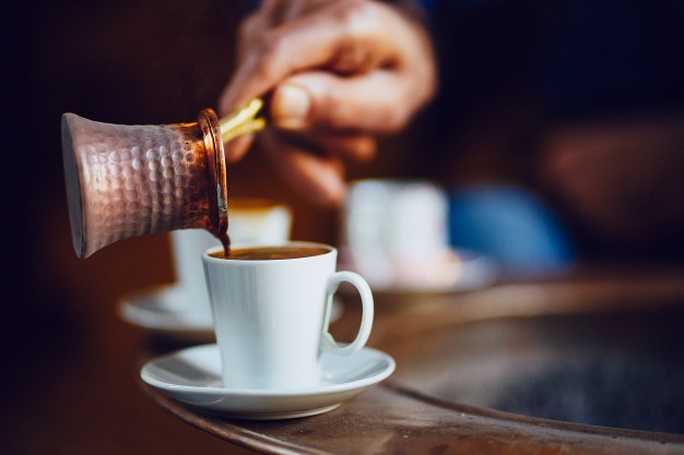 Morning with turkish coffee brewing Free Photo