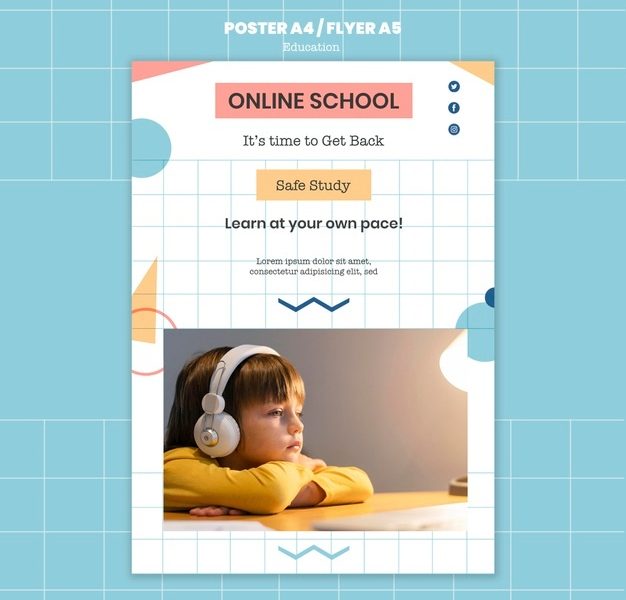Online school print template Free Psd