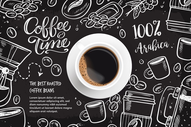 Realistic Coffee Background With Drawings 79603 603