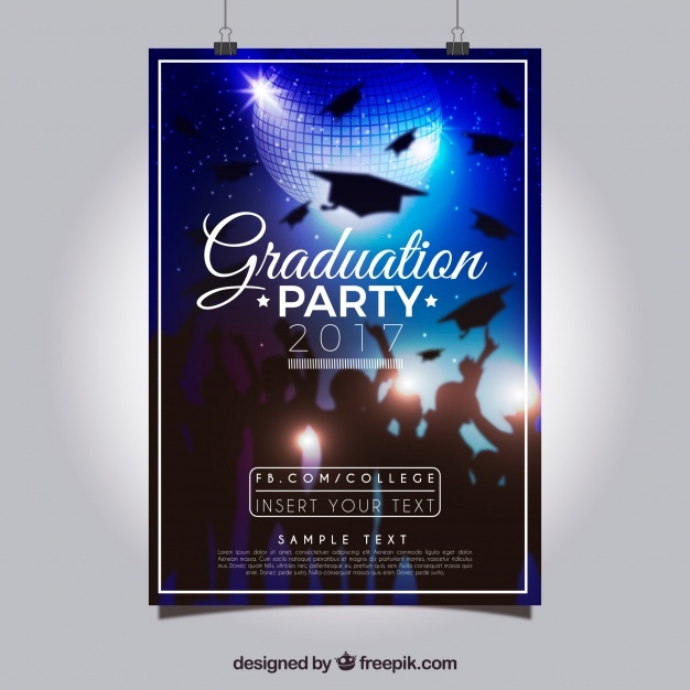 Realistic Party Poster With Graduation Caps 23 2147627412