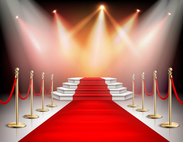 Realistic Red Carpet Pedestal With Illumination Barrier Fences With Velvet Rope 1284 31850