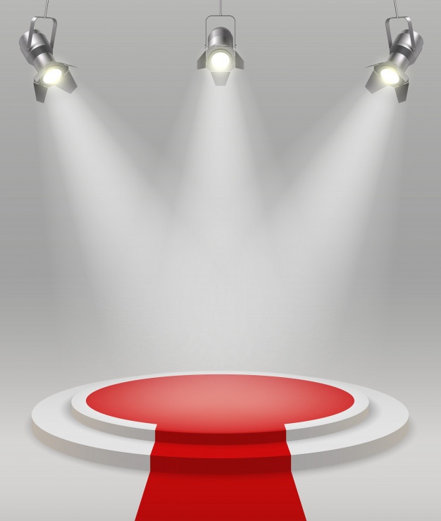 Realistic Stage With Spotlights Red Carpet Middle Room Vector Illustration 1284 33545