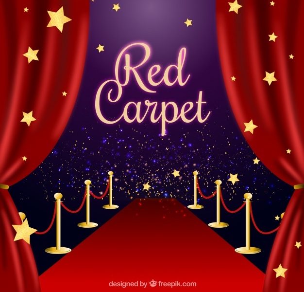 Red carpet background in flat style Free Vector