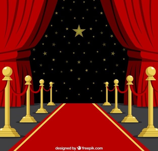 Red carpet background in flat style Free Vector