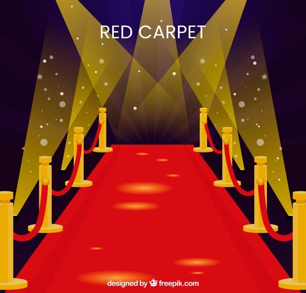 Red carpet background in flat style Free Vector