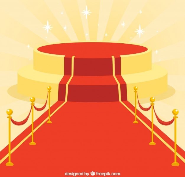 Red carpet background in flat style Free Vector