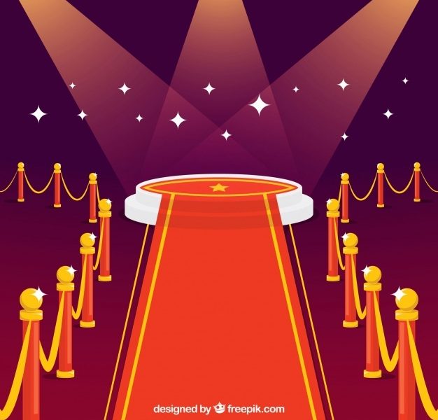 Red carpet background in flat style Free Vector