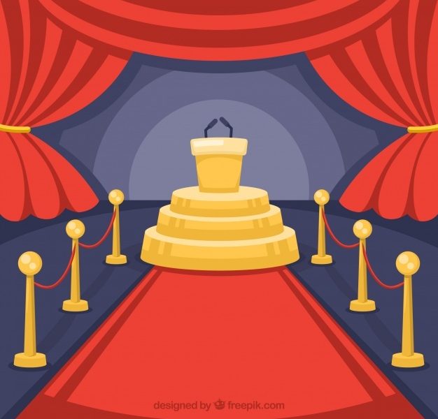 Red carpet background in flat style Free Vector