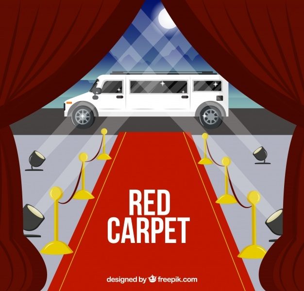 Red carpet background in flat style Free Vector