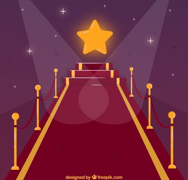 Red carpet background in flat style Free Vector