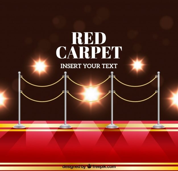 Red carpet background in realistic style Free Vector