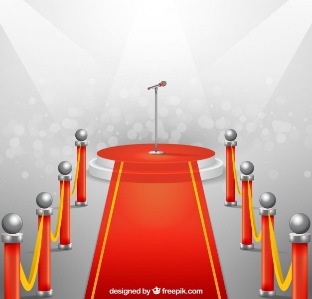 Red carpet background in realistic style Free Vector