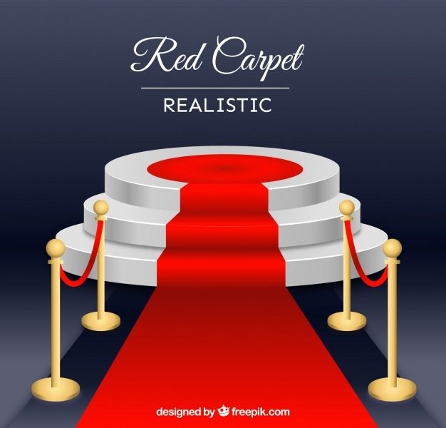 Red carpet background in realistic style Free Vector