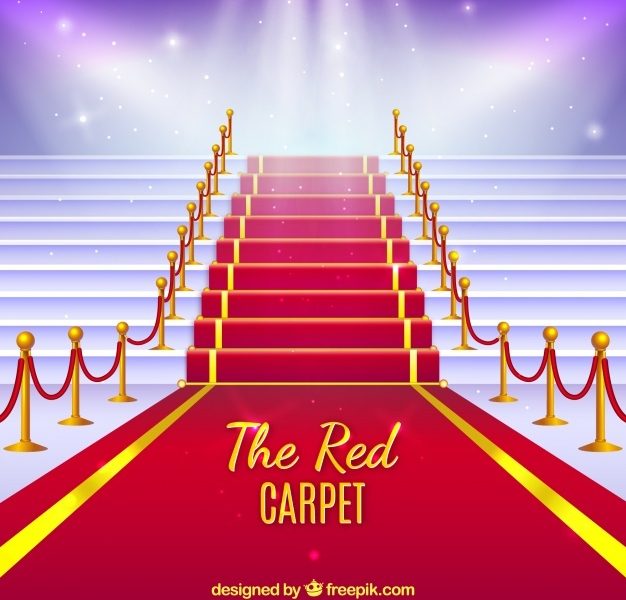 Red carpet background in realistic style Free Vector