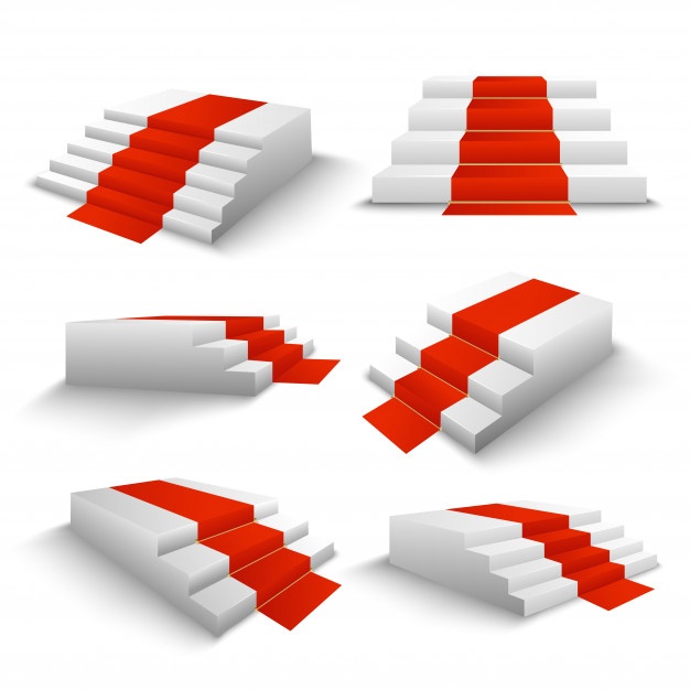 Red Carpet Stairs 3d Set 1284 25151