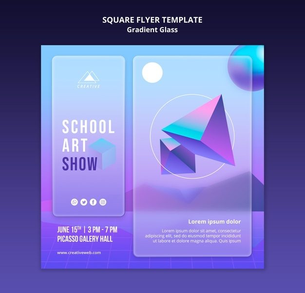 School art show squared flyer template Free Psd School art show squared flyer template Free Psd