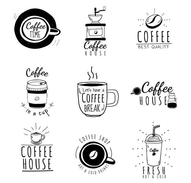 Set of coffee shop logos vector Free Vector