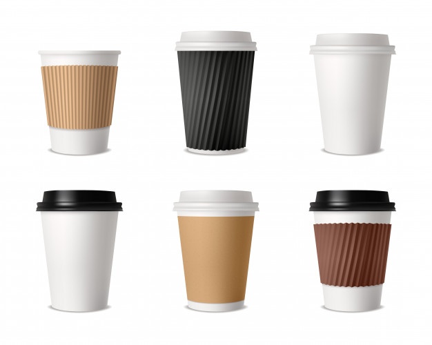 Set of paper coffee mugs Free Vector