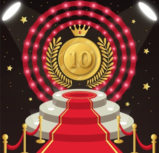 Top ten best podium award with crown Free Vector