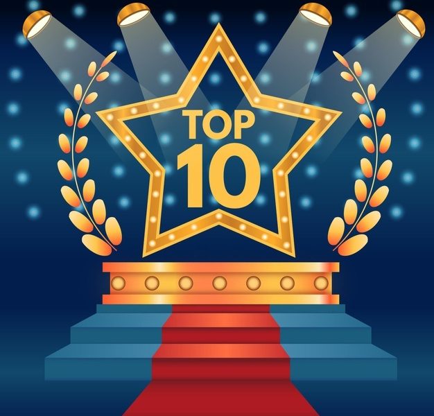 Top ten best podium award with star Free Vector