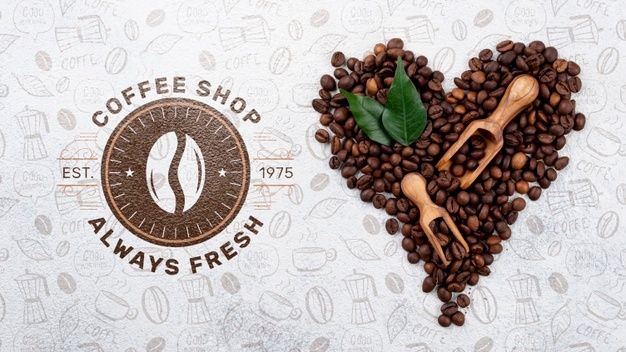 Top view coffee beans mockup Free Psd