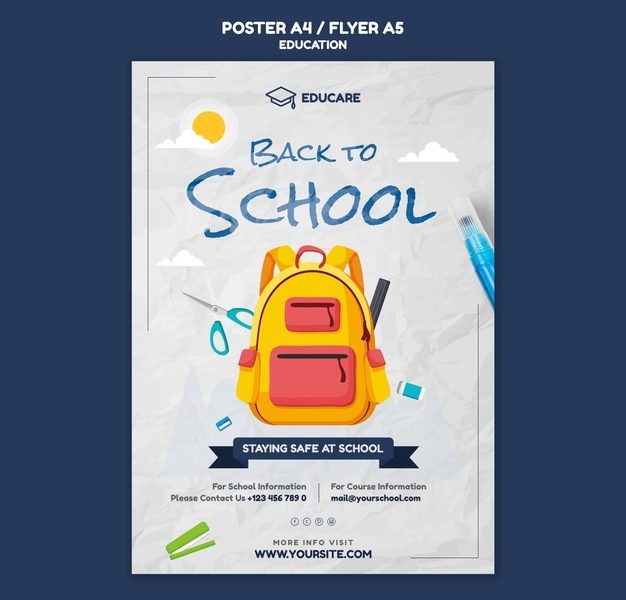 Vertical poster template for back to school Free Psd Vertical poster template for back to school Free Psd
