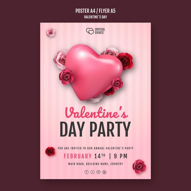 Vertical Poster Template Valentine S Day With Heart Red Roses 23 2148845695