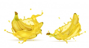 3d Realistic Tropical Bananas Splashes Juice 1441 2037