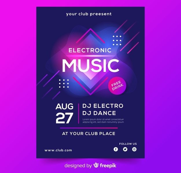 Abstract electronic music poster template Free Vector