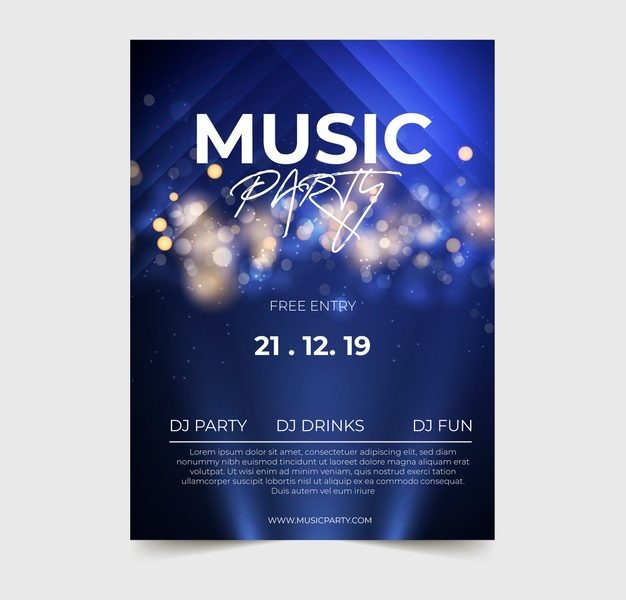 Abstract light effect music poster template Free Vector
