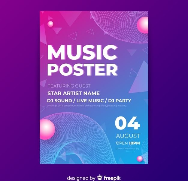 Abstract music party poster template Free Vector